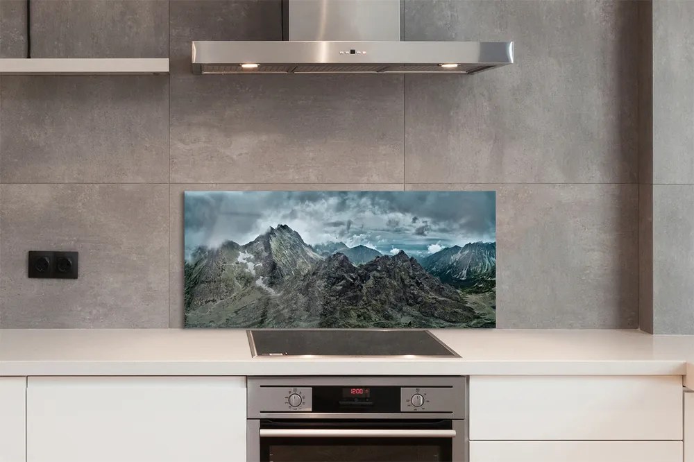 Panel szklany do Kuchni Surowe Skalne Szczyty