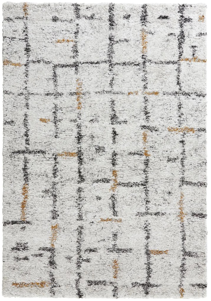 Dywan shaggy  Nomadic kratka kremowo-szary 160 cm x 230 cm