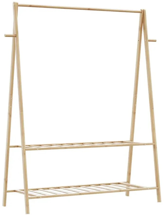 Bambusowy na ubrania wieszak z półkami 132cm S2-H46
