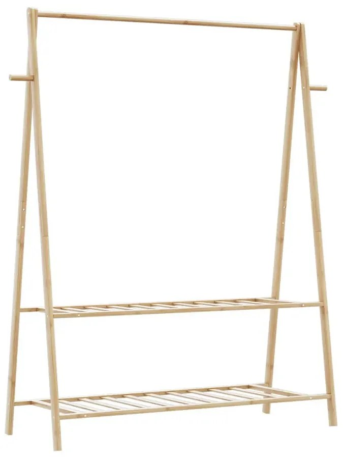 Bambusowy wieszak na ubrania z półkami 132cm - Tempra 4X