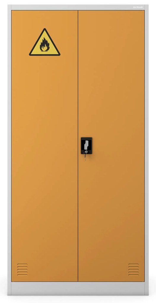 Szafa na chemikalia MARIA, 900 x 1850 x 400 mm, szaro-żółta