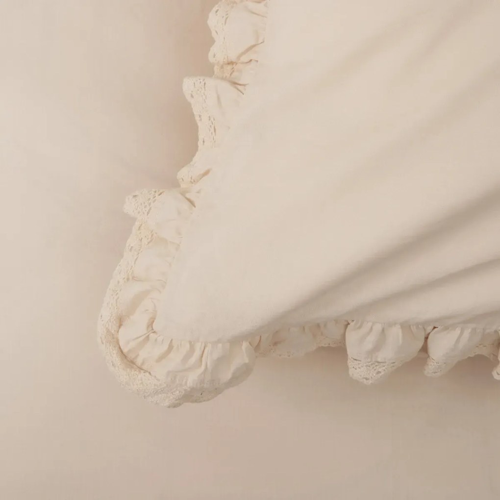 Komplet pościeli bawełnianej MOISES beżowa z koronką PREMIUM 200x220 cm HOMLA