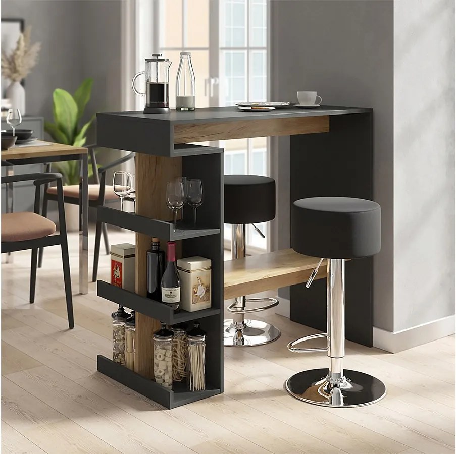 Zestaw stołu barowego antracyt/złoty dąb 108x50x103 dana