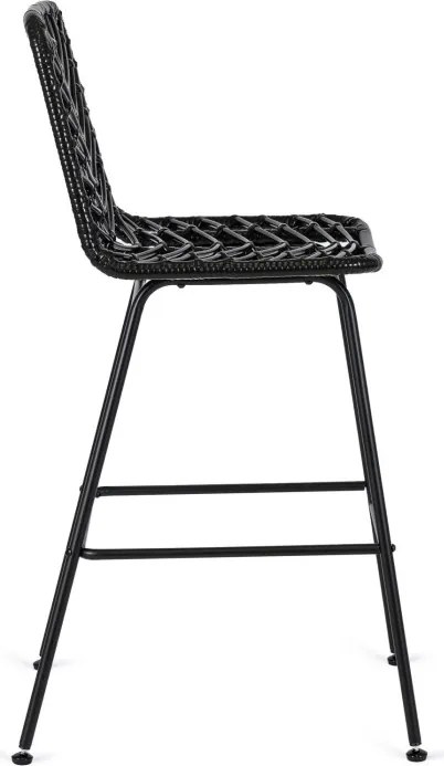Hoker Rattanowy JERRY Ogrodowy Krzesło Barowe Czarny Boho