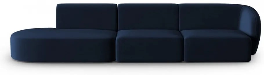 Niebieska aksamitna sofa prawostronna 311 cm Paolo – Milo Casa