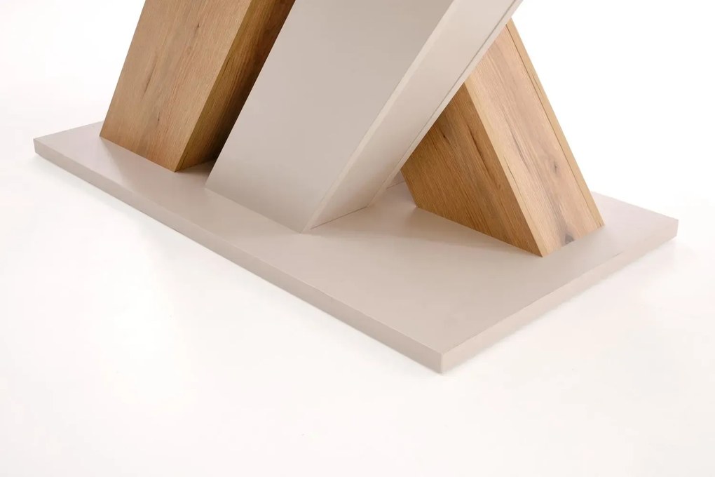 Stół rozkładany BRANDON 160(200)x90cm kaszmir/dąb cremona mat HALMAR
