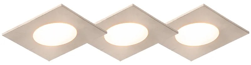 Zewnetrzna Zestaw 3 kwadratowych stalowych reflektorów sufitowych wpuszczanych z LED IP65 - Simply Nowoczesny Oswietlenie zewnetrzne