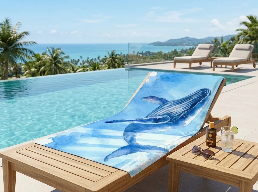 Szybkoschnący ręcznik plażowy BALEANA niebieski 70 x 140 cm, 100% mikrofibra
