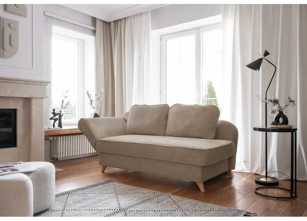 Szarobrązowy sztruksowy szezlong (lewostronny) Chic Charlotte – Miuform