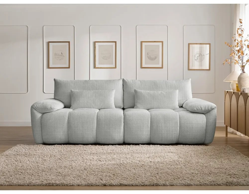 Jasnoszara sofa z tkaniny szenilowej 264 cm Ivane – Bobochic Paris
