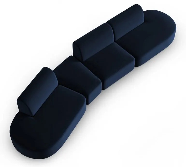 Niebieska aksamitna sofa lewostronna 428 cm Paolo – Milo Casa