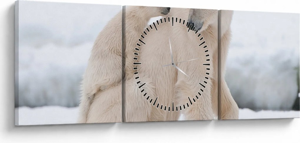Obraz - Niedźwiedzie polarne (z zegarem) (90x30 cm)