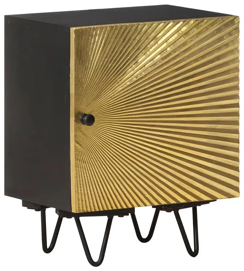 Szafka czarno-złota nocna na metalowych nóżkach H8-M94