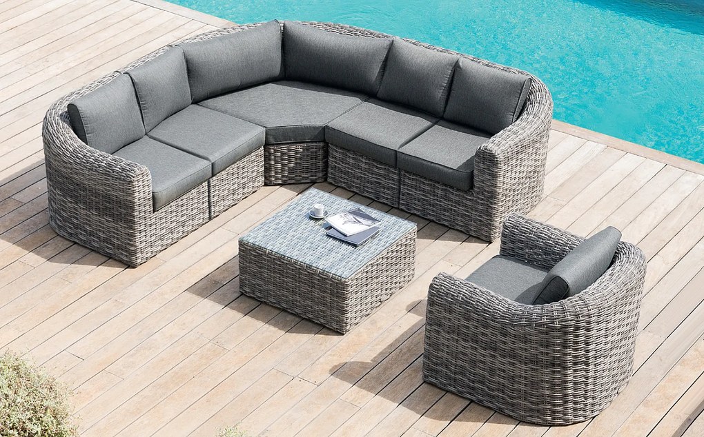 Rattanowy zestaw modułowy BORNEO LUXURY dla 6 osób (szary)