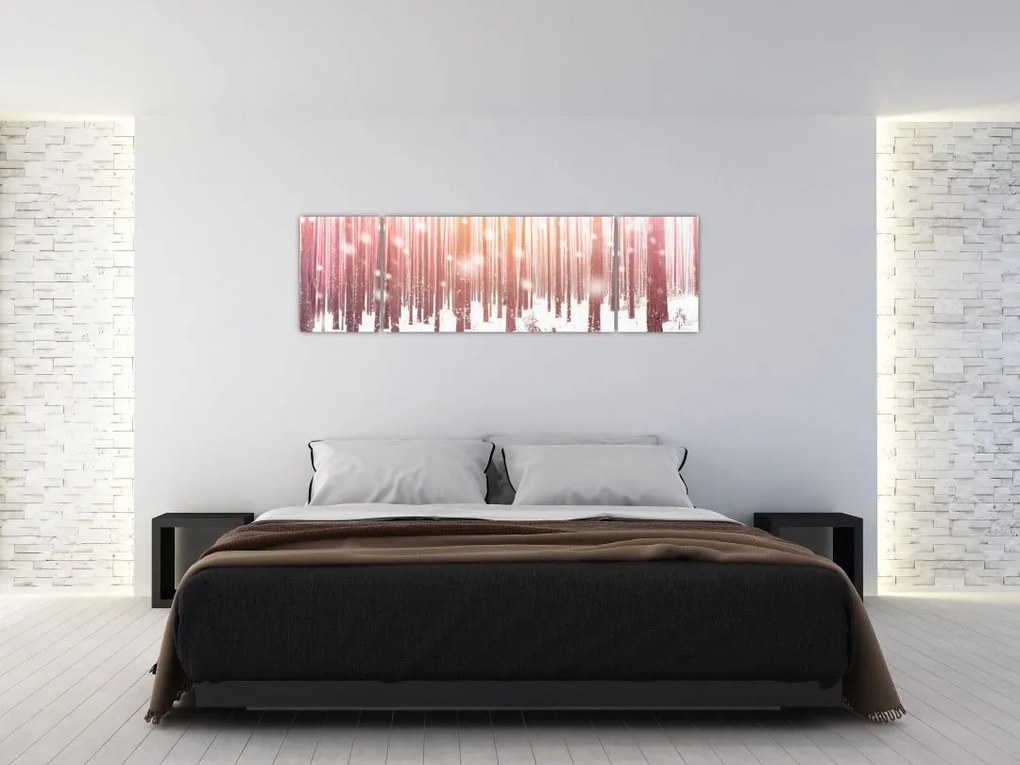 Obraz - Zebra w śnieżnym lesie (170x50 cm)