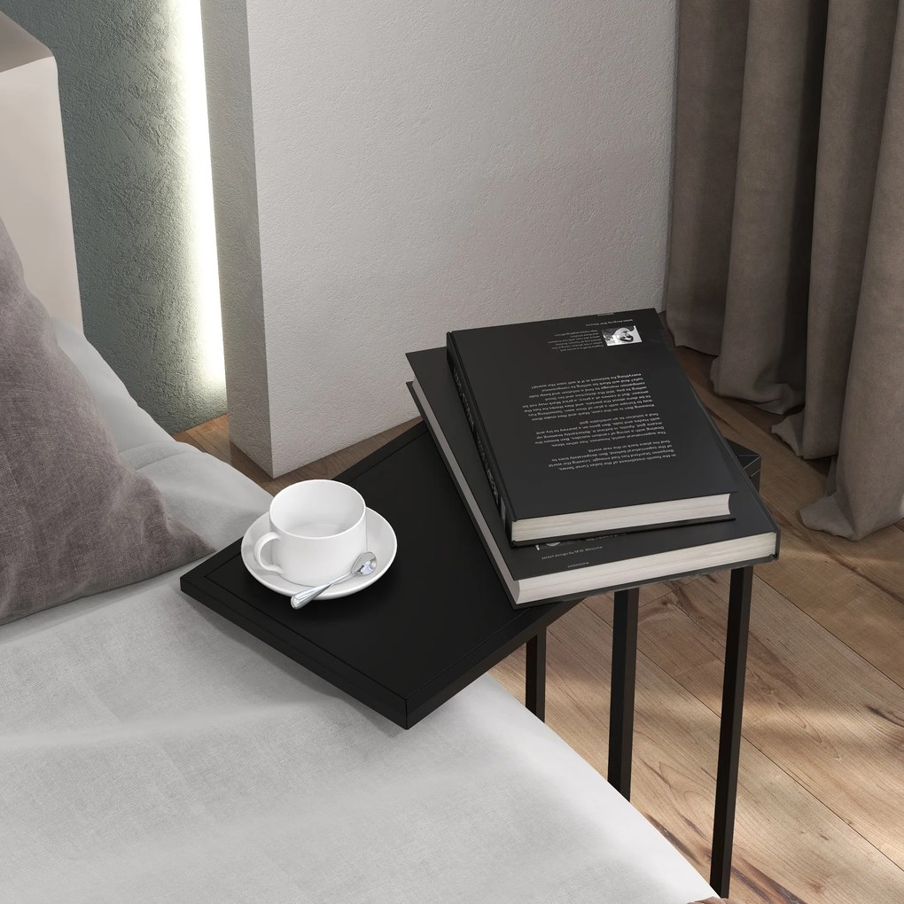 HOMCOM Stolik Boczny Czarny z Antypoślizgowymi Stopkami Praktyczny Design 46x26x60cm | Aosom PL