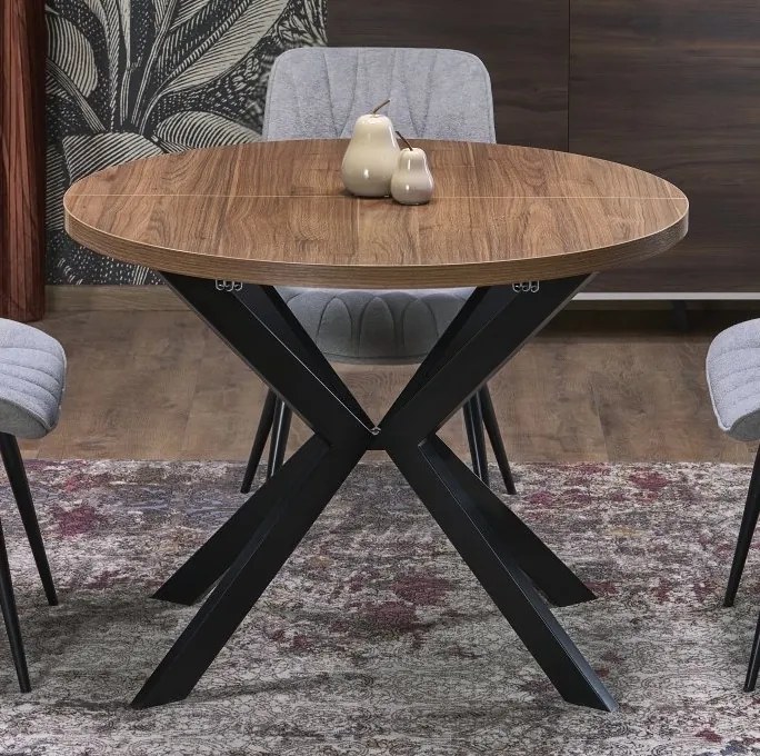 Okrągły stół rozkładany do 250 cm Peroni Halmar orzech / czarny