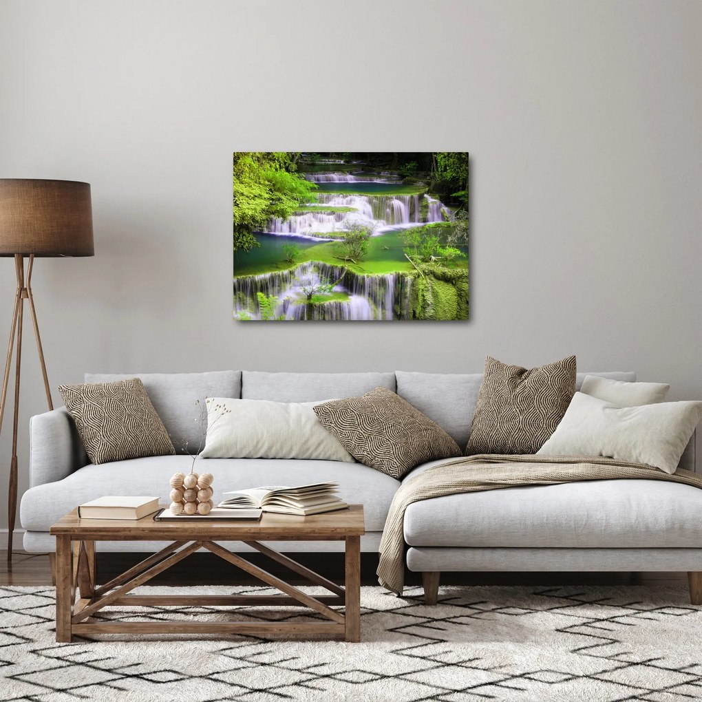 Obraz - Wodospady Huay Mae Khamin, Kanchanaburi, Tajlandia (70x50 cm)