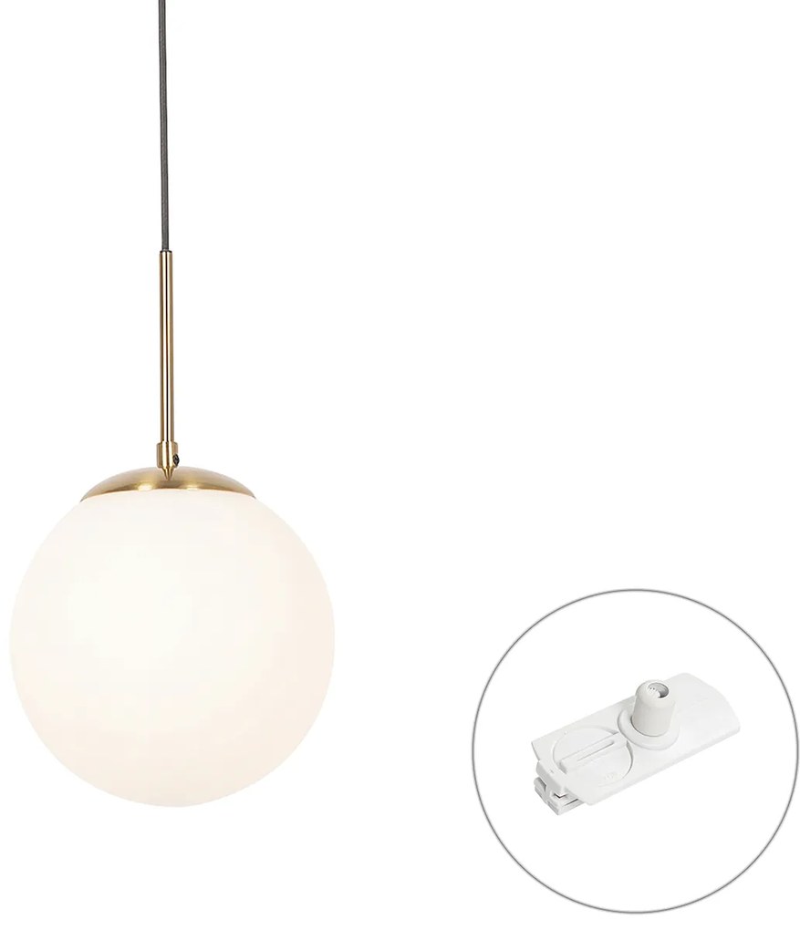Lampa wisząca w stylu Art Deco złota z opalowym szkłem z adapterem szynowym białym 1-fazowa - Iconic Flore ArtDeco Oswietlenie wewnetrzne