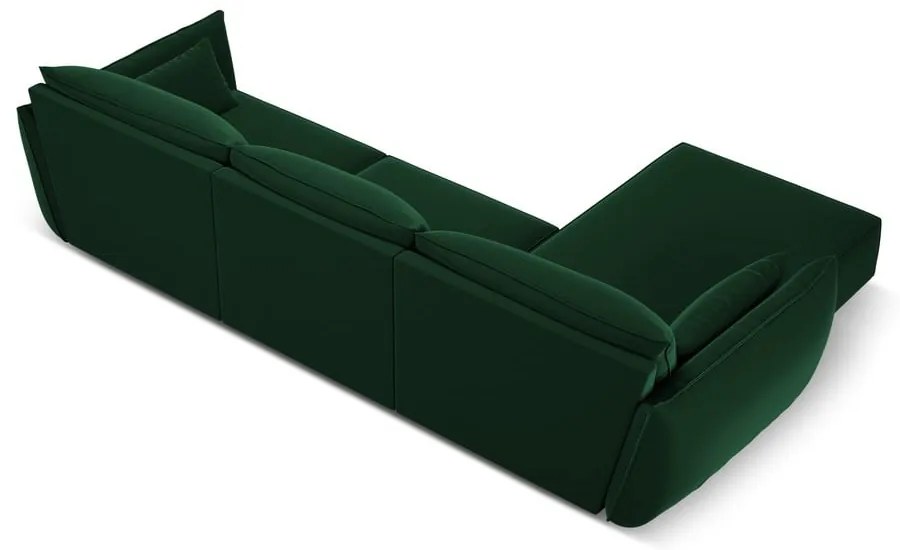 Ciemnozielony aksamitny narożnik (lewostronny/z szezlongiem) Vanda – Mazzini Sofas