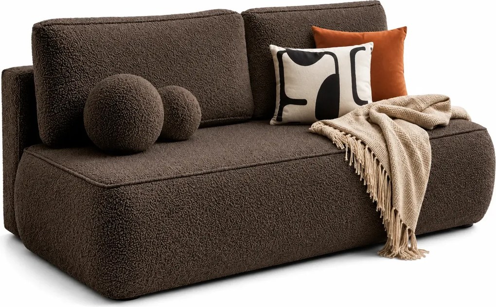 Brązowa kanapa z funkcją spania boucle mocca L5-R97