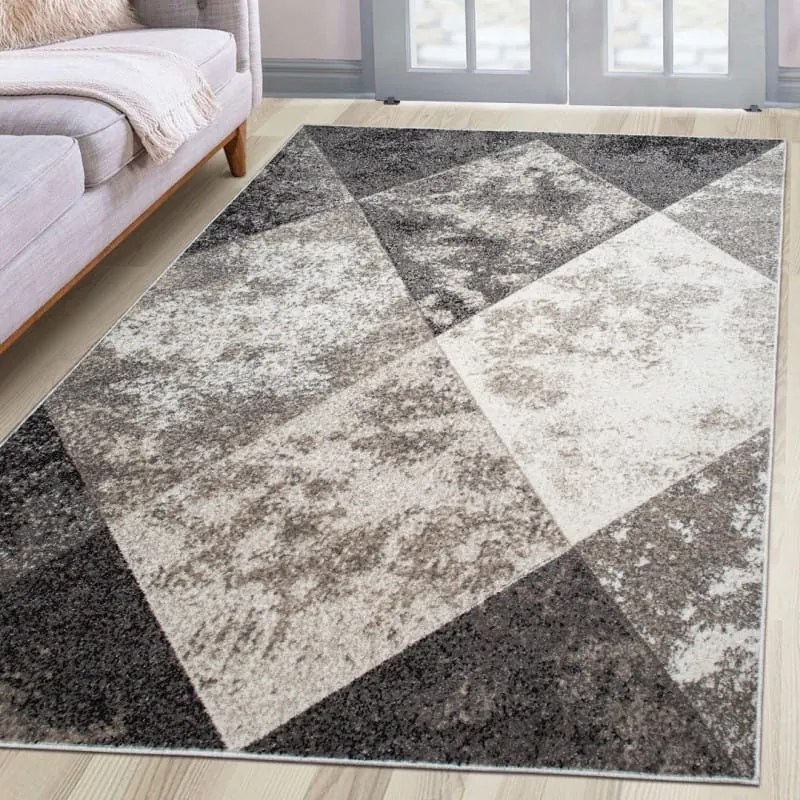 Dywan nowoczesny Perlage Romby beżowo-szary 80 cm x 150 cm