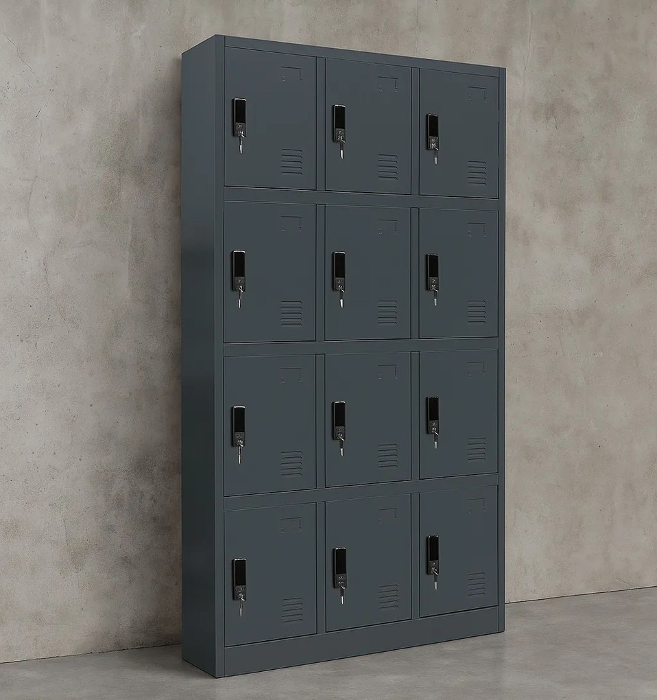 Szafa BHP z 12-skrytkami 90x40x185 cm Marcin, antracyt