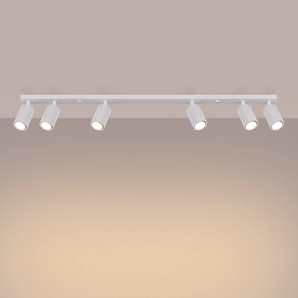 Listwa oświetleniowa 6-punktowa KARBON 6L biała ryflowana SOLLUX LIGHTING