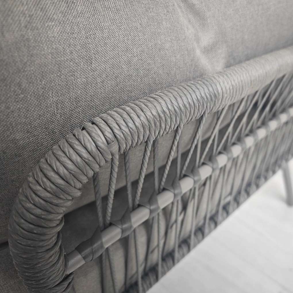 Outsunny 3-częściowy zestaw mebli ogrodowych z rattanu, komplet wraz z poduszkami, zestaw ogrodowy z 1 stolikiem, 1 leżakiem, 1 sofą dwuosobową, zestaw wypoczynkowy do ogrodu, tarasu, stal, jasnoszary