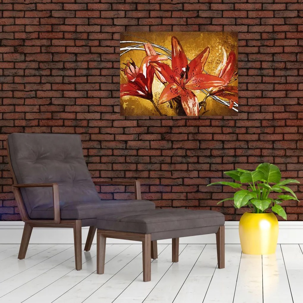 Obraz na szkle kwiatów lilii (70x50 cm)