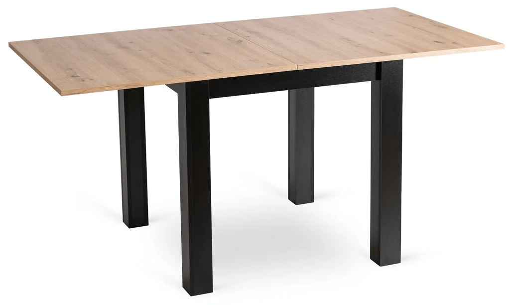 Zestaw Stół Kwadratowy Rozkładany MAX 80-160 cm Dąb Craft/Czarny i 6 Krzeseł Tapicerowanych CHRIS Czarne Nowoczesne