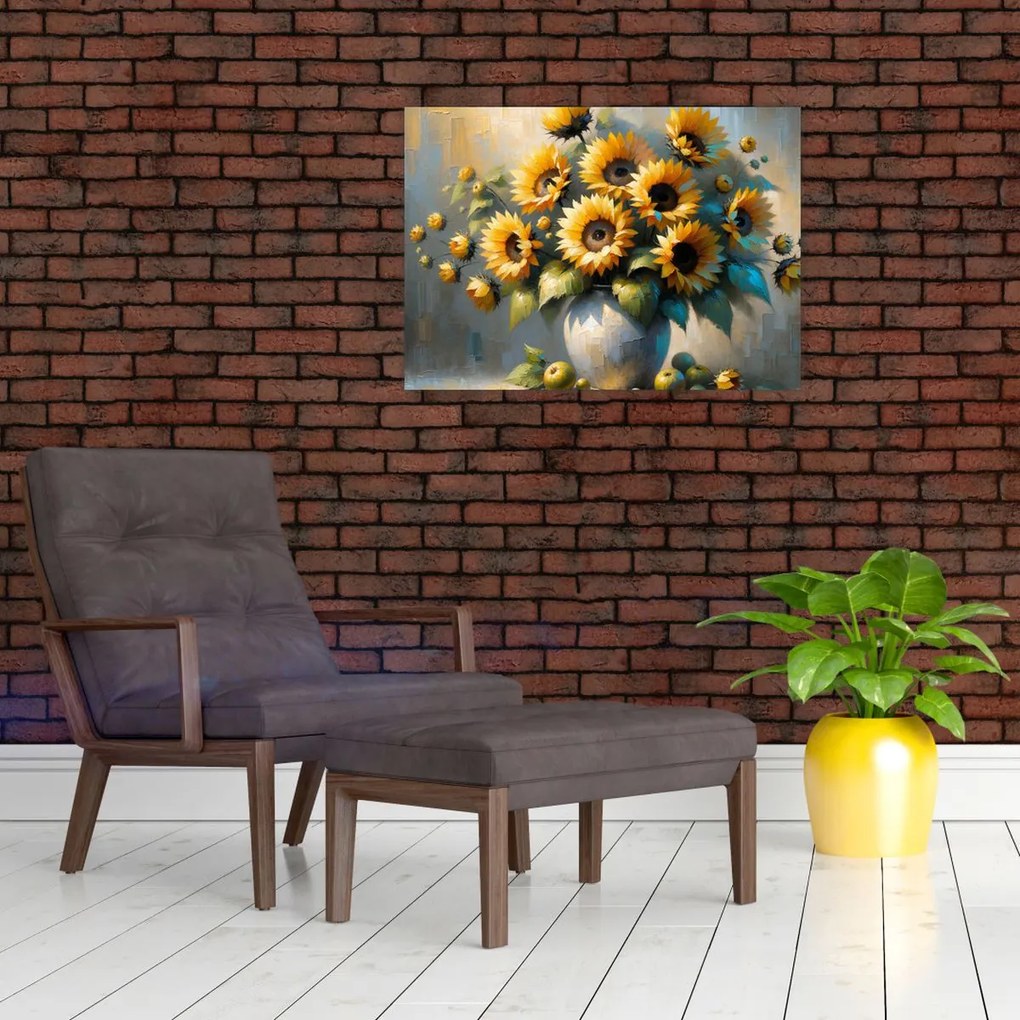Obraz – Wazon ze słonecznikami (70x50 cm)