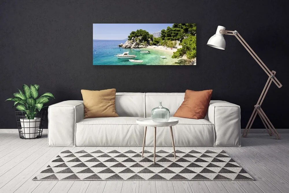 Obraz canvas Skaliste Wybrzeże z Łodziami