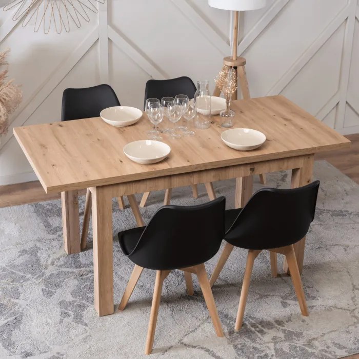 Stół Prostokątny Rozkładany SKUBI 120-160 cm Dąb Artisan Nowoczesny Loft
