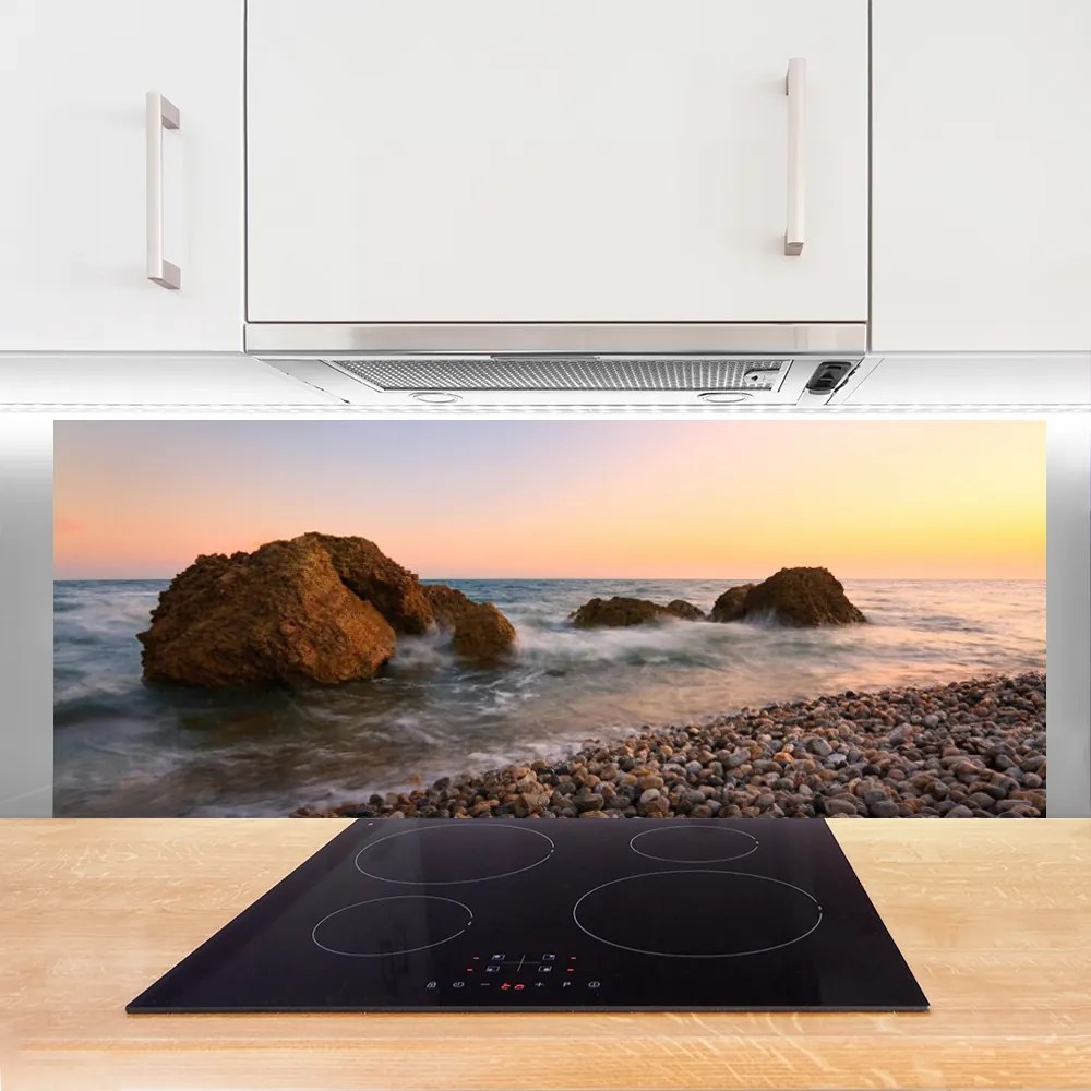 Panel Szklany Fale Rozbijające się o Klif