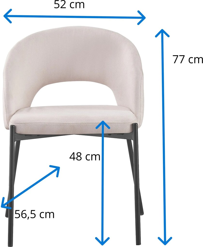 ATENA Krzesło do Jadalni Szare z Oparciem, Czarne Nogi