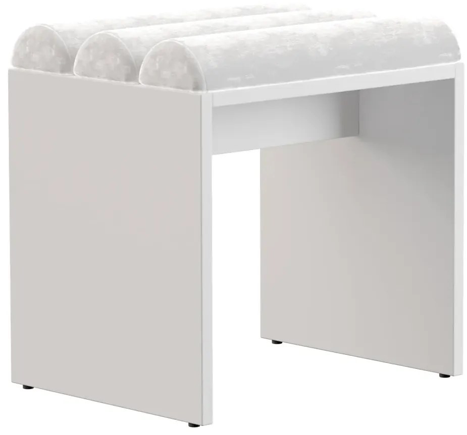 Biały taboret tapicerowany welurem M5-Z07