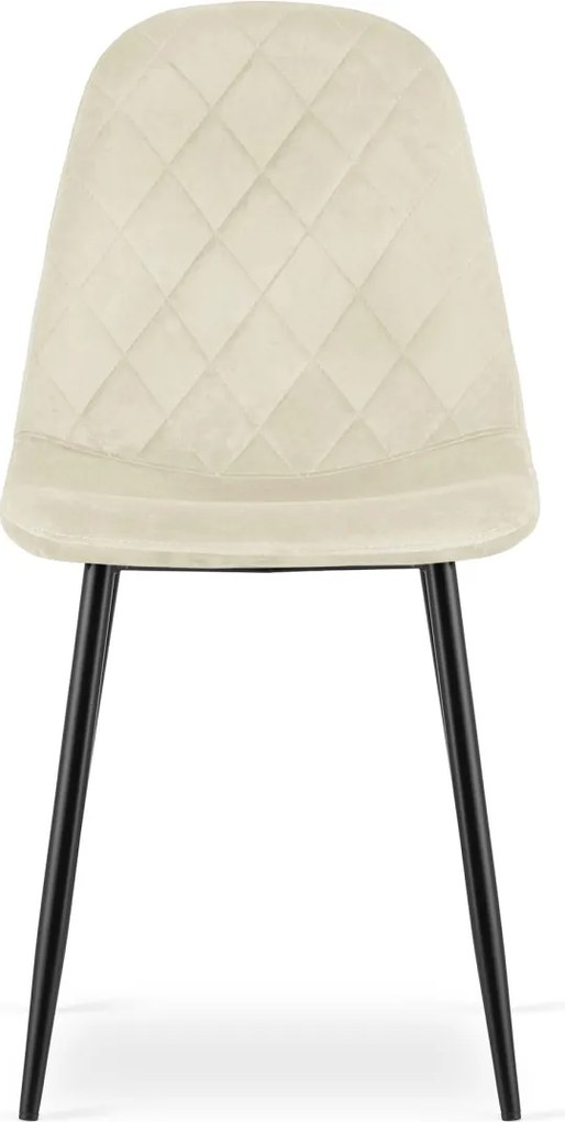 Beżowe welurowe krzesło ASTI z czarnymi nogami