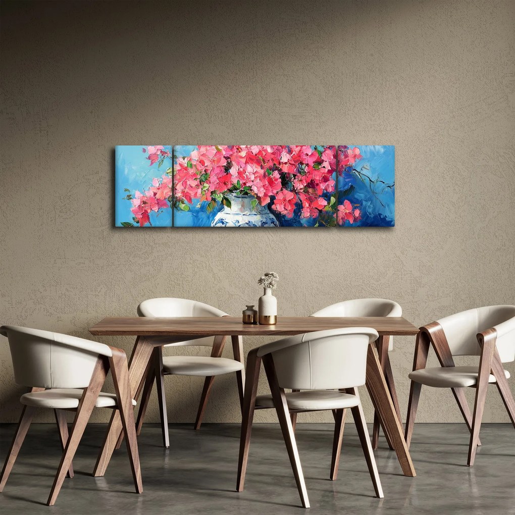 Obraz - Wazon z różowymi kwiatami (170x50 cm)