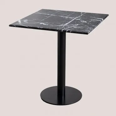 Kwadratowy Stolik Barowy Z Marmuru Rocher Marmur Nero Marquina & 70 Cm - Sklum