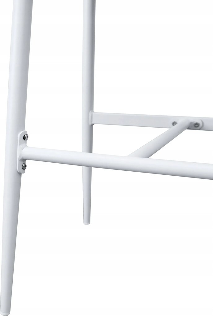 Hoker 75 cm Biały Aluminiowy Pleciony Sznurek Beżowy Krzesło Barowe Splot
