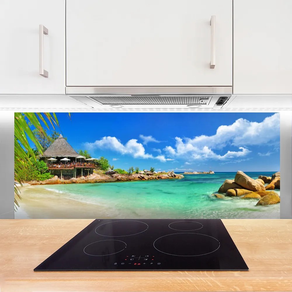 Panel Szklany do Kuchni Złoty Brzeg Oceanu