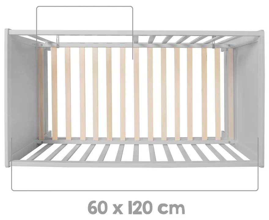 Szare/szarobrązowe łóżeczko 60x120 cm Hamburg – Roba