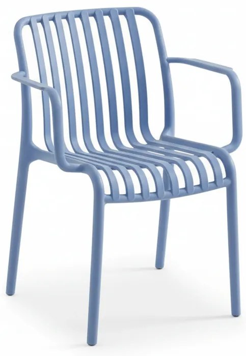 Plastowe krzesło TREGO z podłokietnikami, niebieskie