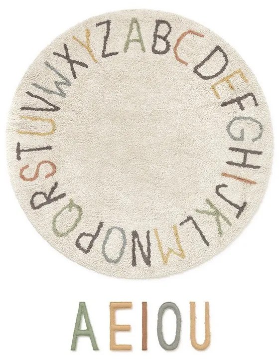 Kremowy bawełniany dziecięcy dywan do zabawy ø120 cm ABC Color and Letters – Lorena Canals