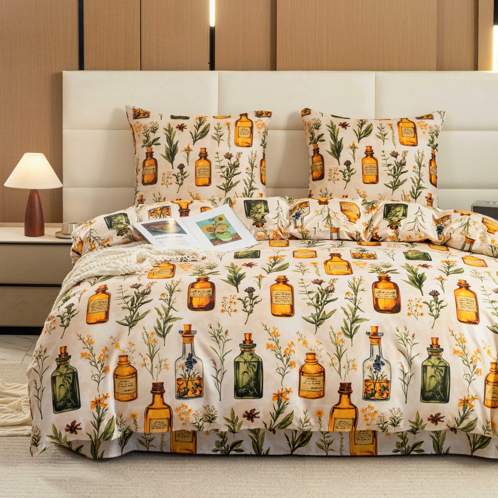 PrzytulneMieszkanie.pl PrzytulneMieszkanie.pl Pościel z mikrofibry APOTHECARY kremowe Rozmiar pościeli: 2 szt 70 x 90 cm | 200 x 220 cm