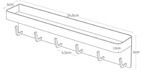 Czarny wieszak na klucze z półeczką YAMAZAKI Smart