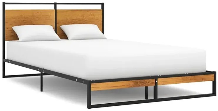 Czarne metalowe łóżko małżeńskie w stylu loft 140x200 cm - Zana