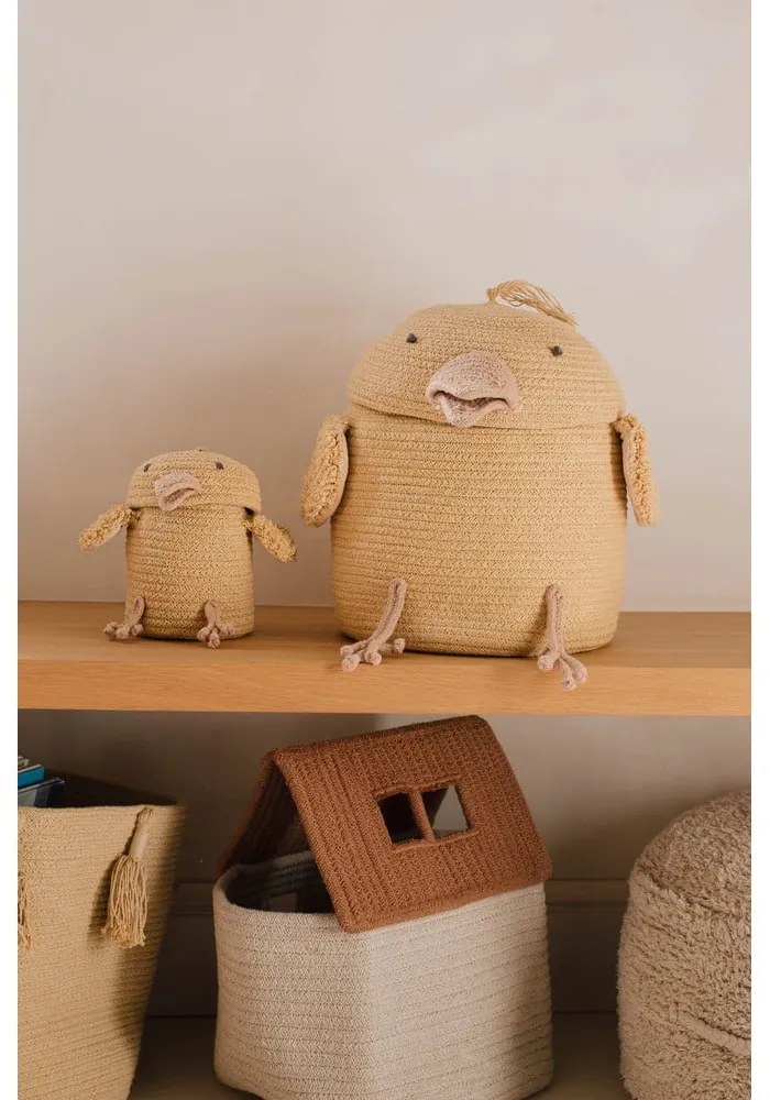 Żółty tekstylny dziecięcy kosz na zabawki ø 13x15 cm Mini Charlie the Chicken – Lorena Canals