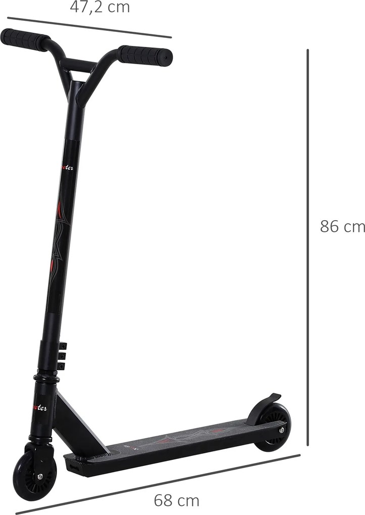 HOMCOM Hulajnoga wyczynowa Profesjonalna Freestyle 100mm koła PU Czarna dla dzieci i dorosłych Aluminium | Aosom PL